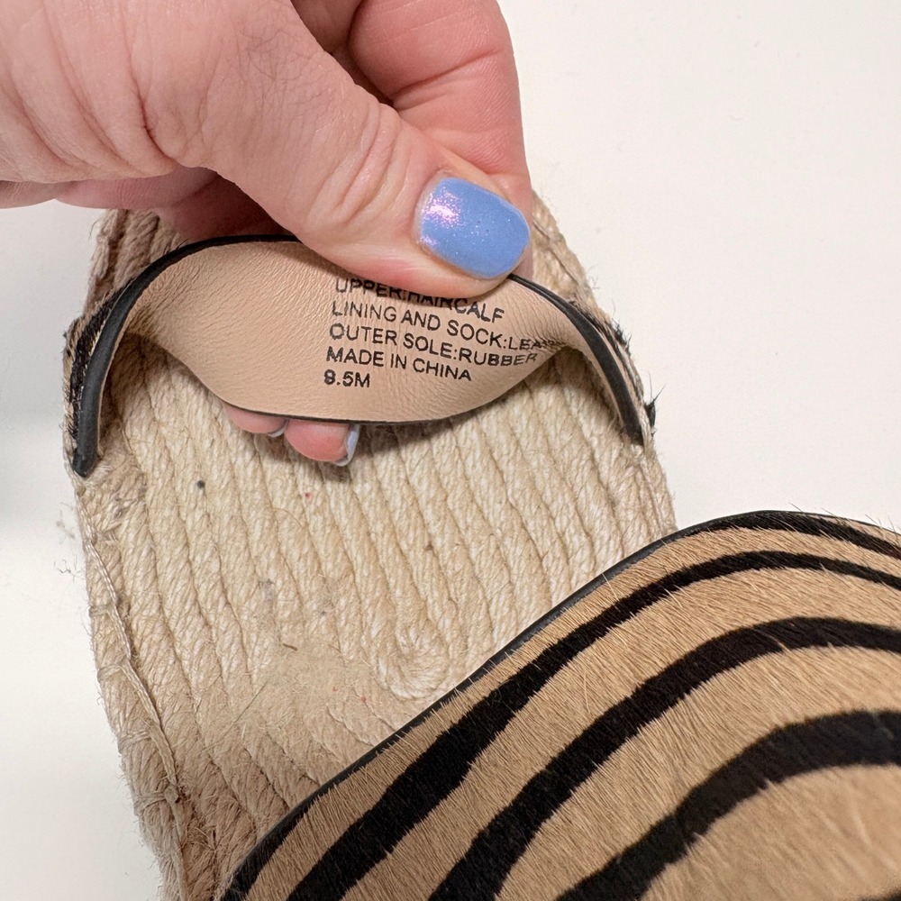 Banana Republic Zebra Print Haircalf Leather Wedge Espadrille Wedge Sandals 9.5M - Picture 10 of 12